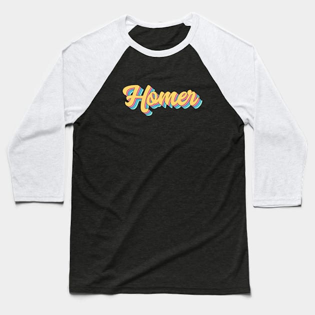Homer Retro Yellow Script Baseball T-Shirt by modeoftravel